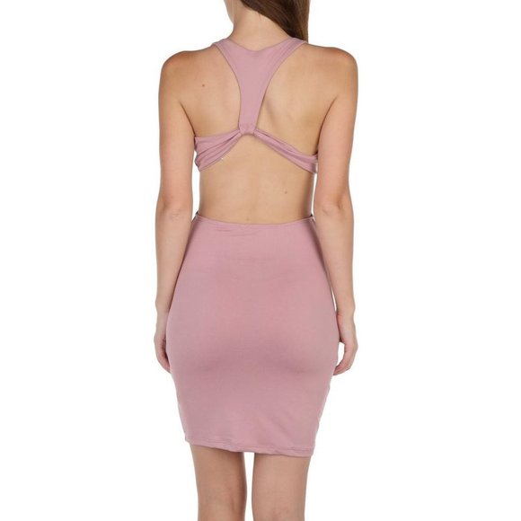 Heart & Hips Juniors Large Sleeveless Cut out back Dress Solid Soft Pink NEW/NWT - Picture 4 of 7
